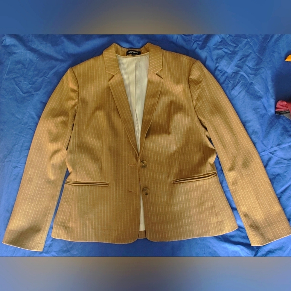 Tan and white pinstripe jacket Express